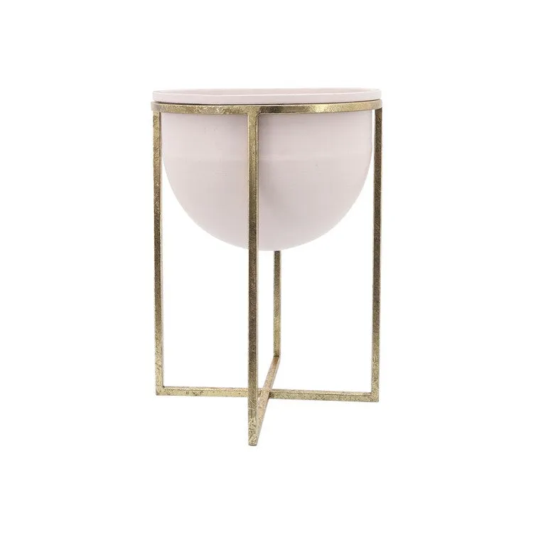 11"/12" Metal Planters with Stands Set of 2 - Pink/Gold