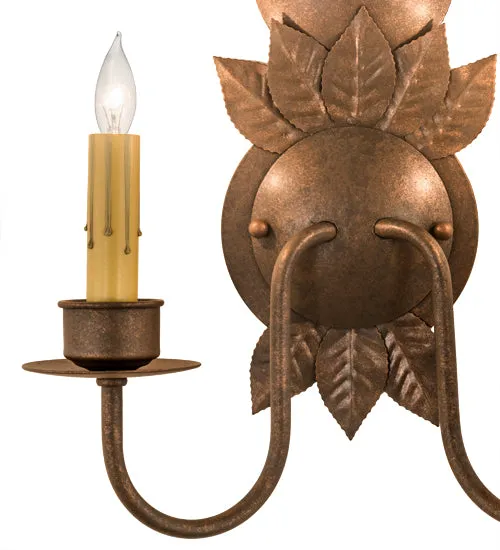 12" Wide Tole Leaf 2 Lt Wall Sconce