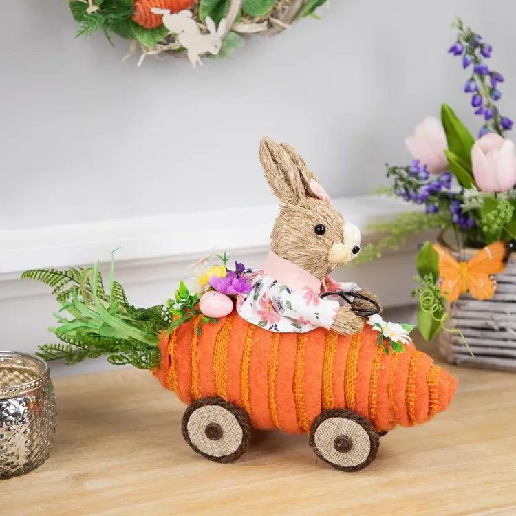 13" Girl Bunny with Carrot Car Easter Decoration