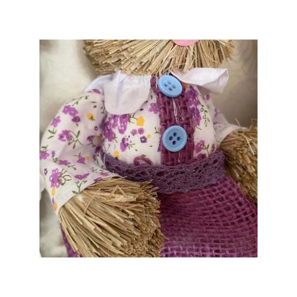 2 Pcs 35cm Handmade Straw Rabbit Straw Bunny for Easter Day Artificial Animal Home Furnishing Shop Decoration, Combo 2
