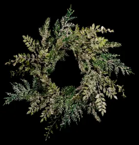 20" Twig Wreath with Mixed Foliage and Icicles