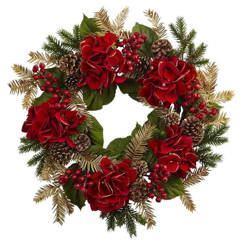 24"  Hydrangea Pine Wreath