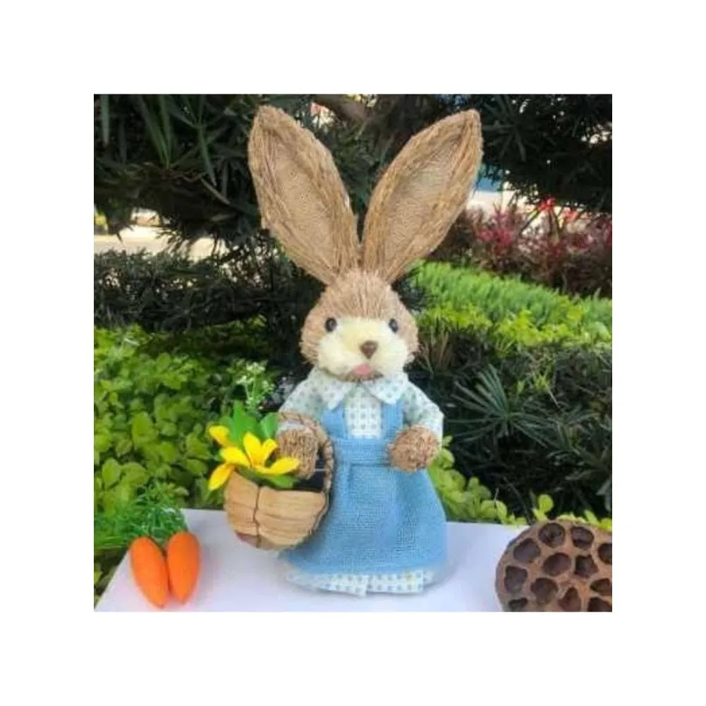 35cm Handmade Straw Rabbit Straw Bunny for Easter Day Artificial Animal Home Furnishing Shop Decoration, Bunny 15