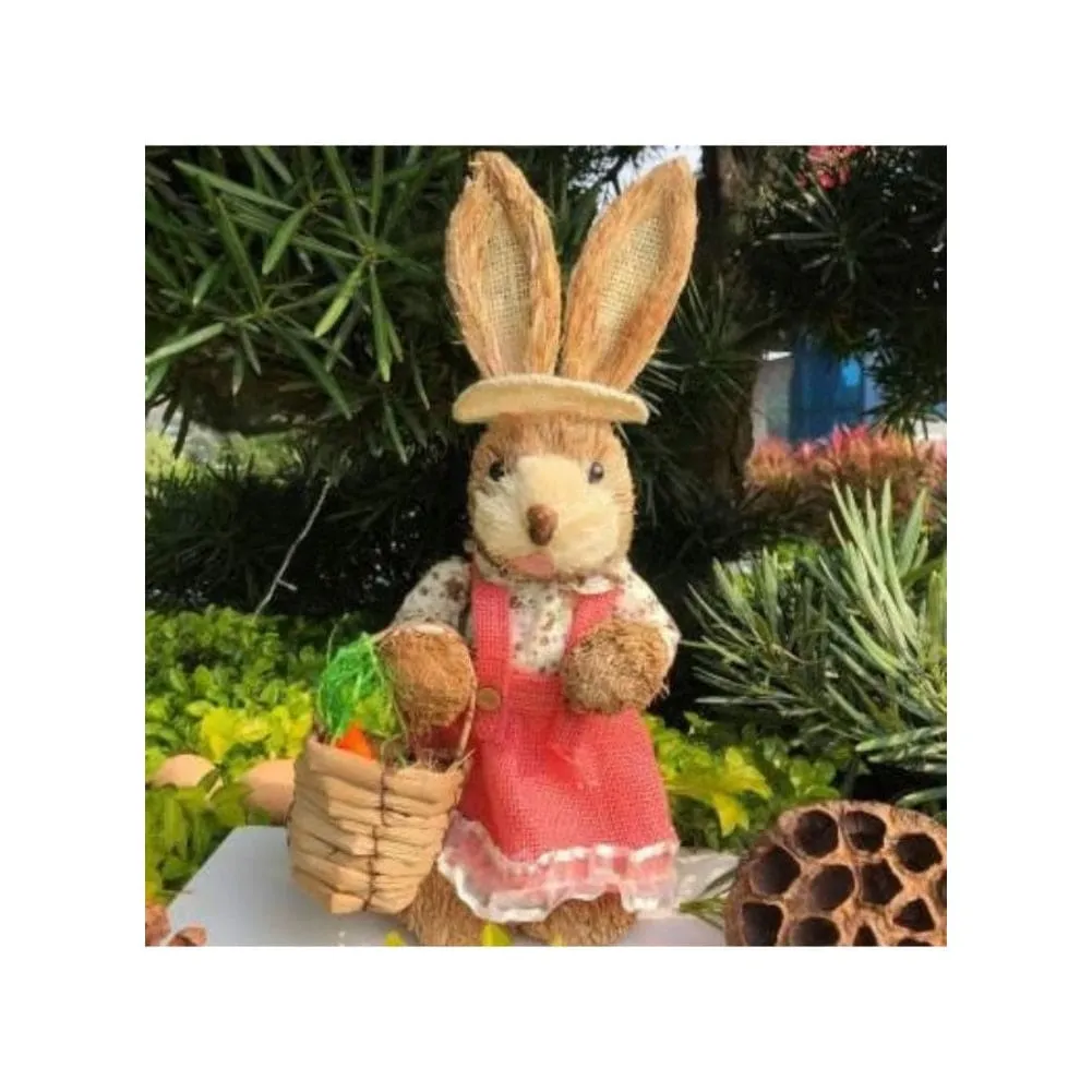 35cm Handmade Straw Rabbit Straw Bunny for Easter Day Artificial Animal Home Furnishing Shop Decoration, Bunny 4