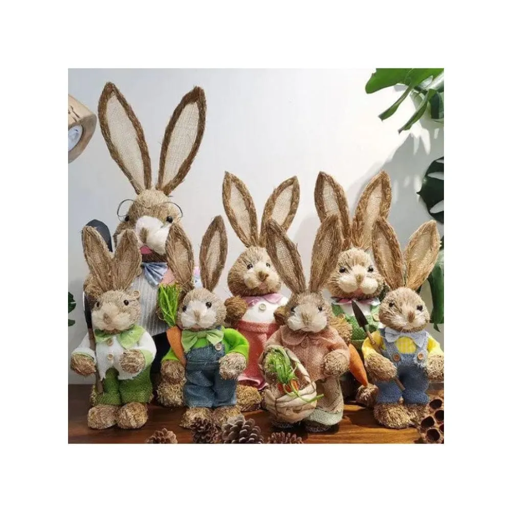 35cm Handmade Straw Rabbit Straw Bunny for Easter Day Artificial Animal Home Furnishing Shop Decoration, Bunny 4