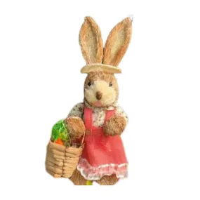 35cm Handmade Straw Rabbit Straw Bunny for Easter Day Artificial Animal Home Furnishing Shop Decoration, Bunny 4