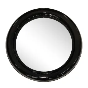 36" Round Metal Wall Mirror - Black
