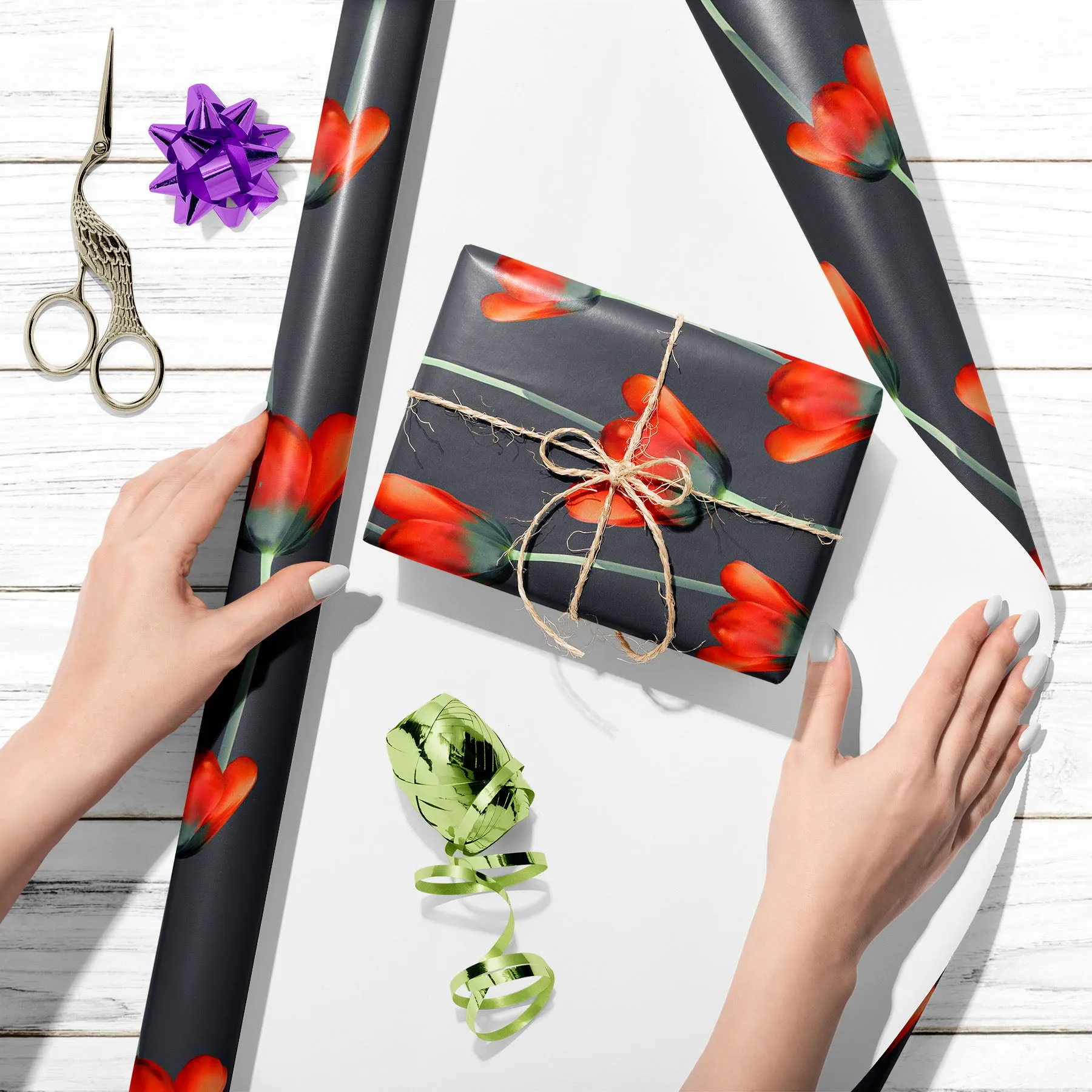 3D Tulips Pattern D2 Art & Craft Gift Wrapping Paper