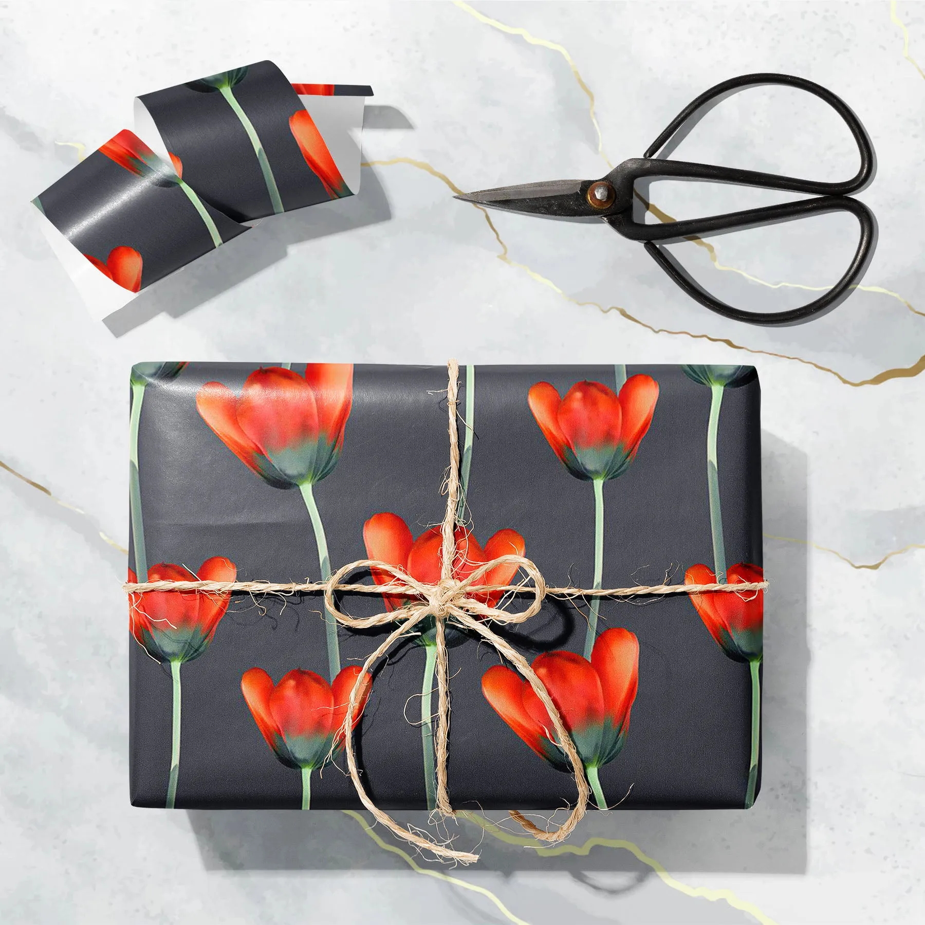 3D Tulips Pattern D2 Art & Craft Gift Wrapping Paper