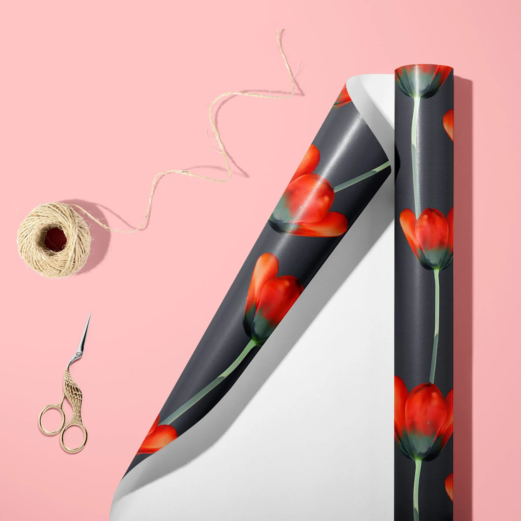 3D Tulips Pattern D2 Art & Craft Gift Wrapping Paper