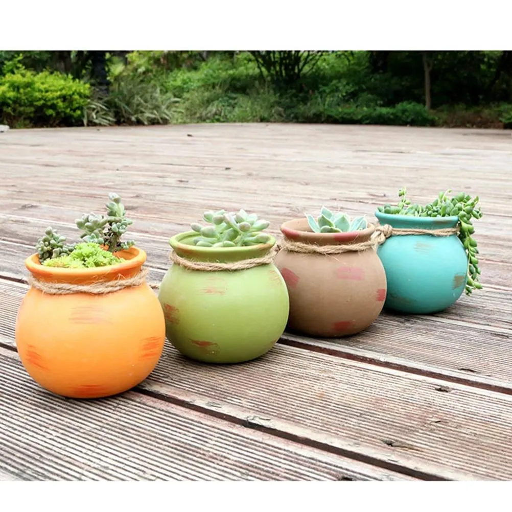 4 Piece Ceramic Wall Mount Planter Pot