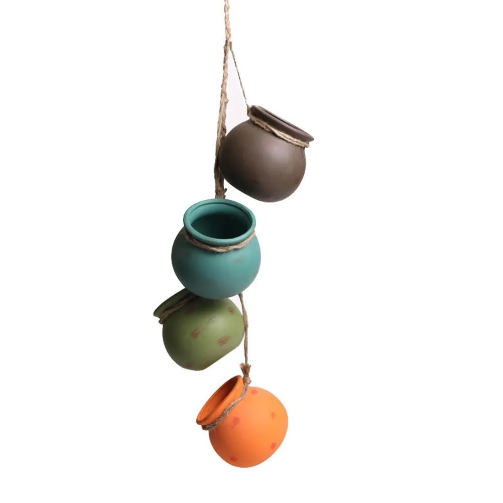 4 Piece Ceramic Wall Mount Planter Pot