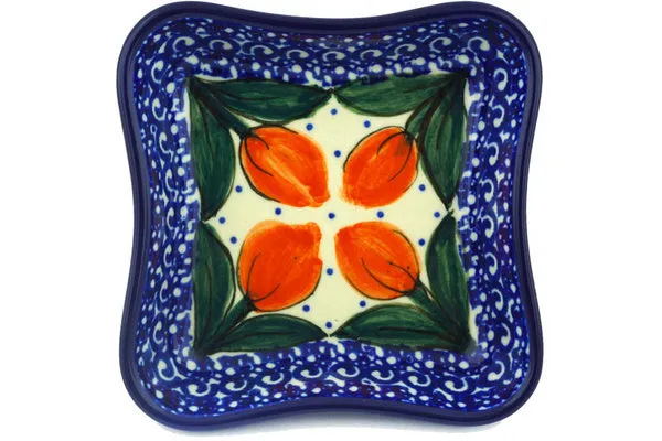 4" Dessert Bowl - Red Tulip Circle