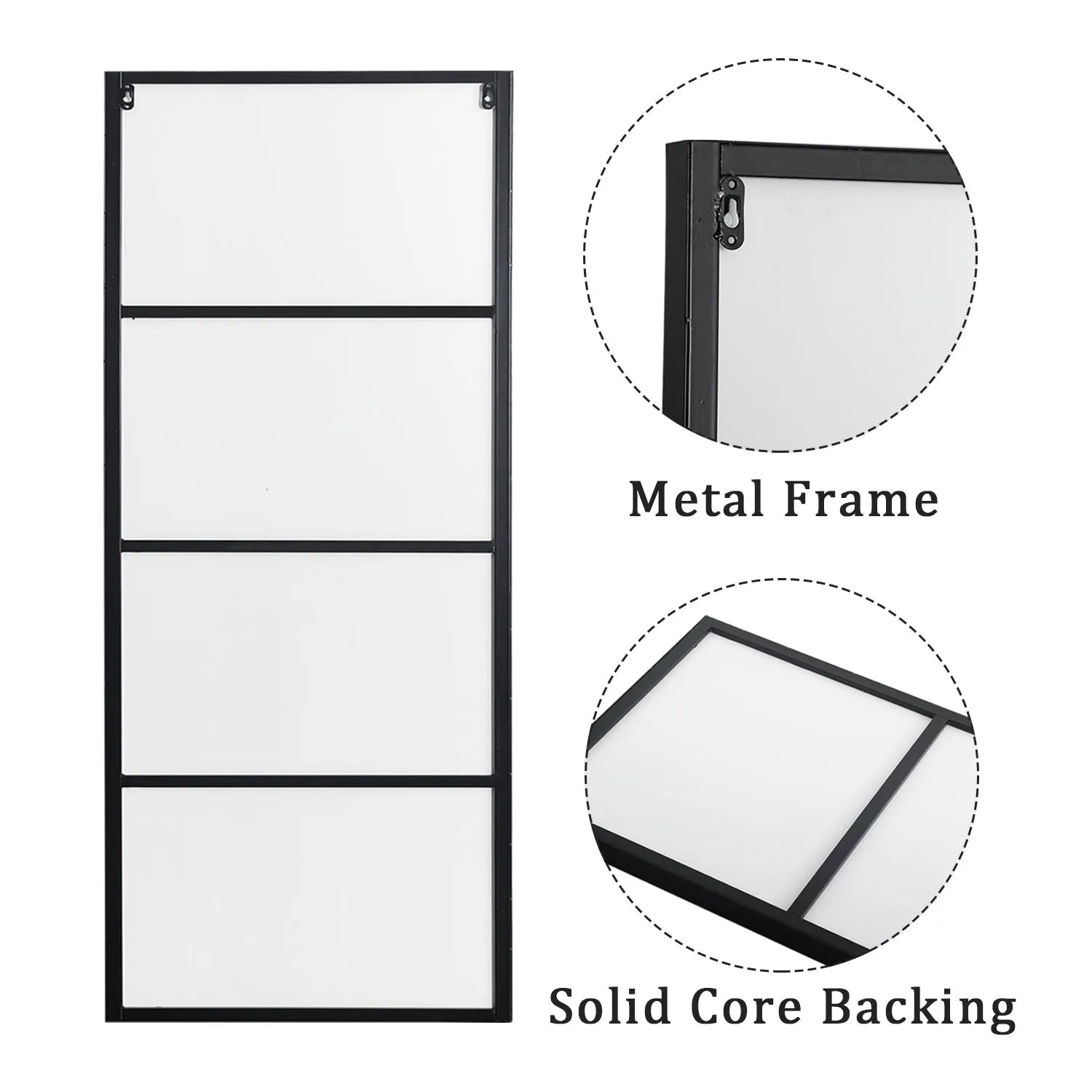 65" x 22" Iron Framed Full-Length Mirror