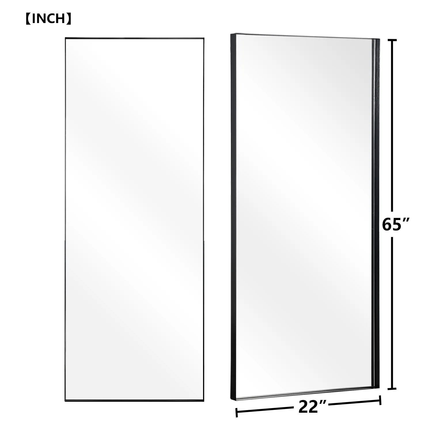 65" x 22" Iron Framed Full-Length Mirror