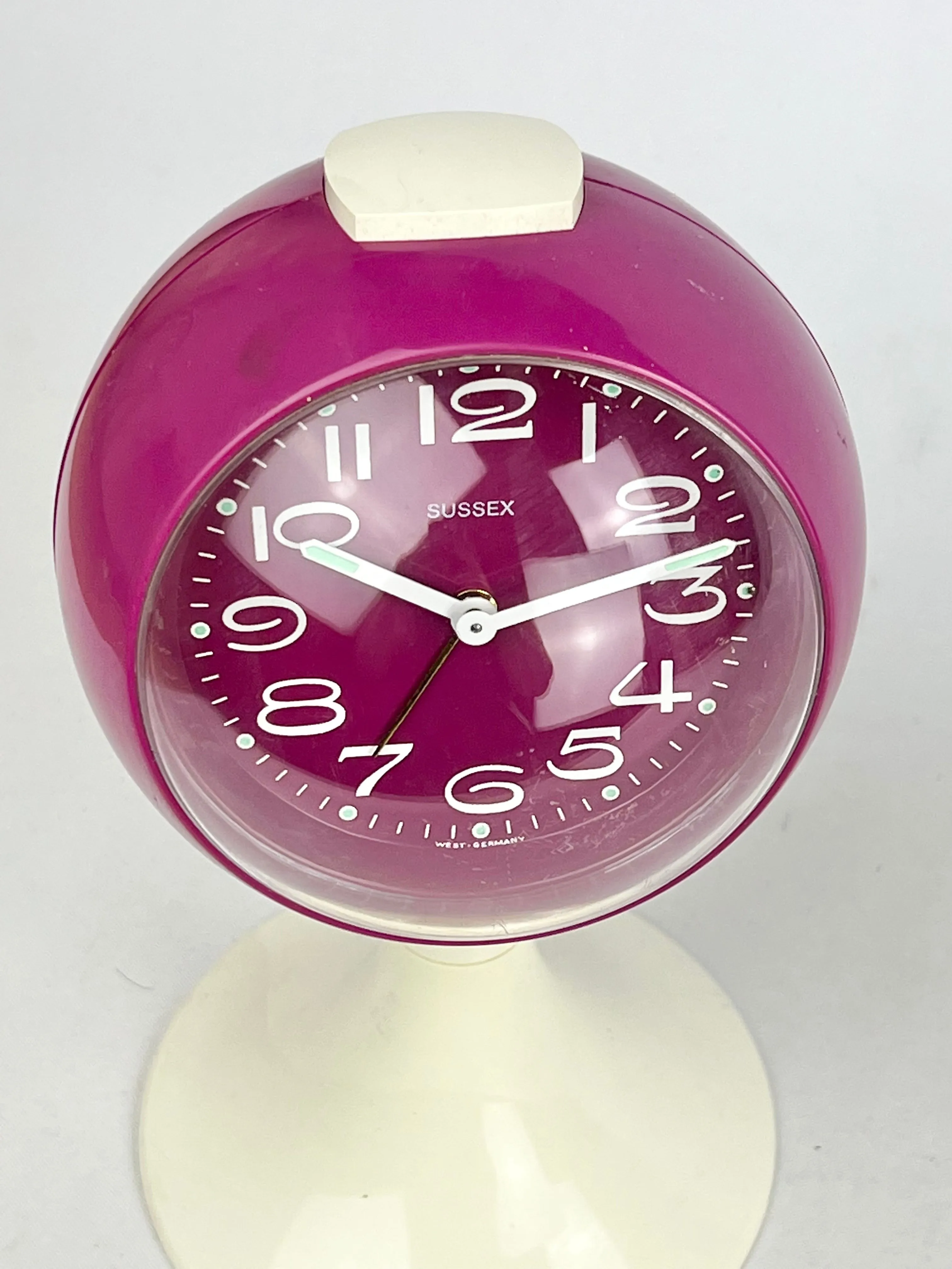 70's West German Space Age Ball   Pedestal Clock