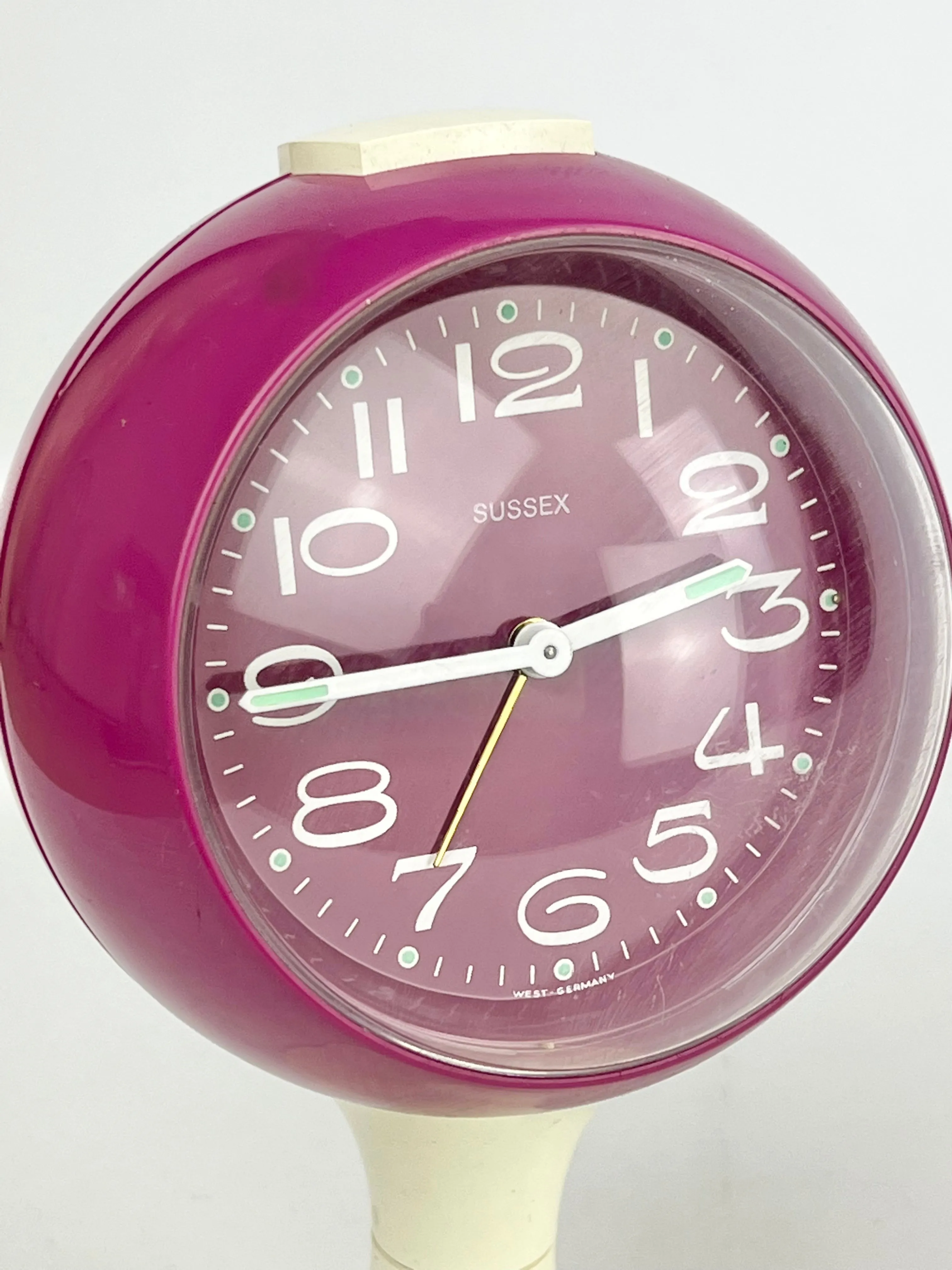 70's West German Space Age Ball   Pedestal Clock