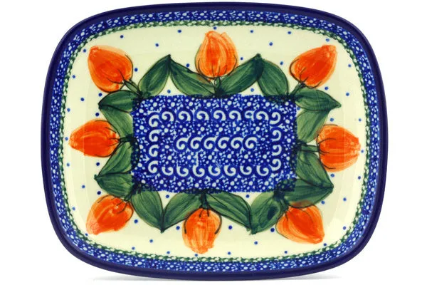 7" Platter - Red Tulip Circle