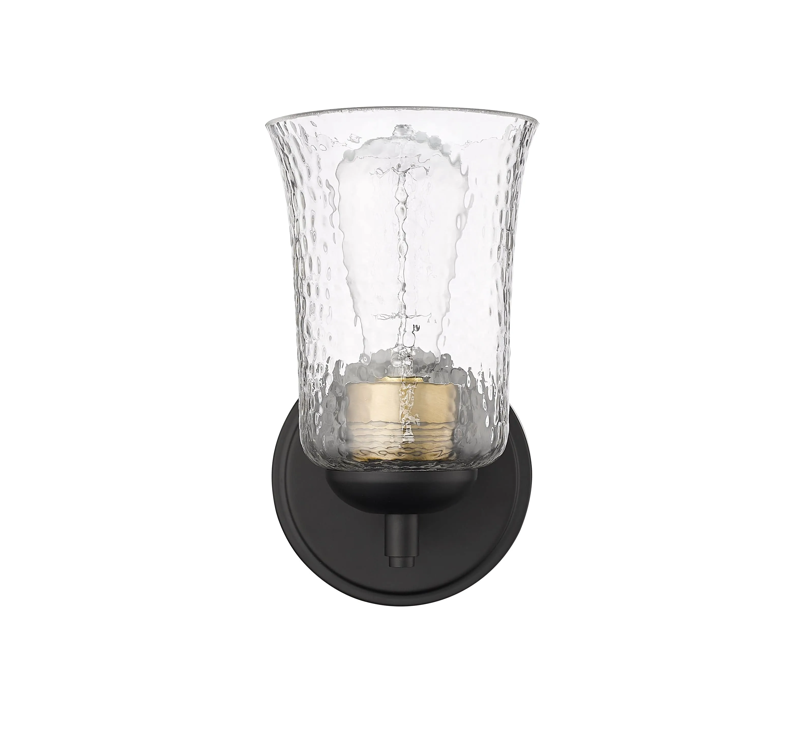 Abilene Wall Sconce - Matte Black - Clear Chiseled Glass - 6in. Extension - E26 Medium Base