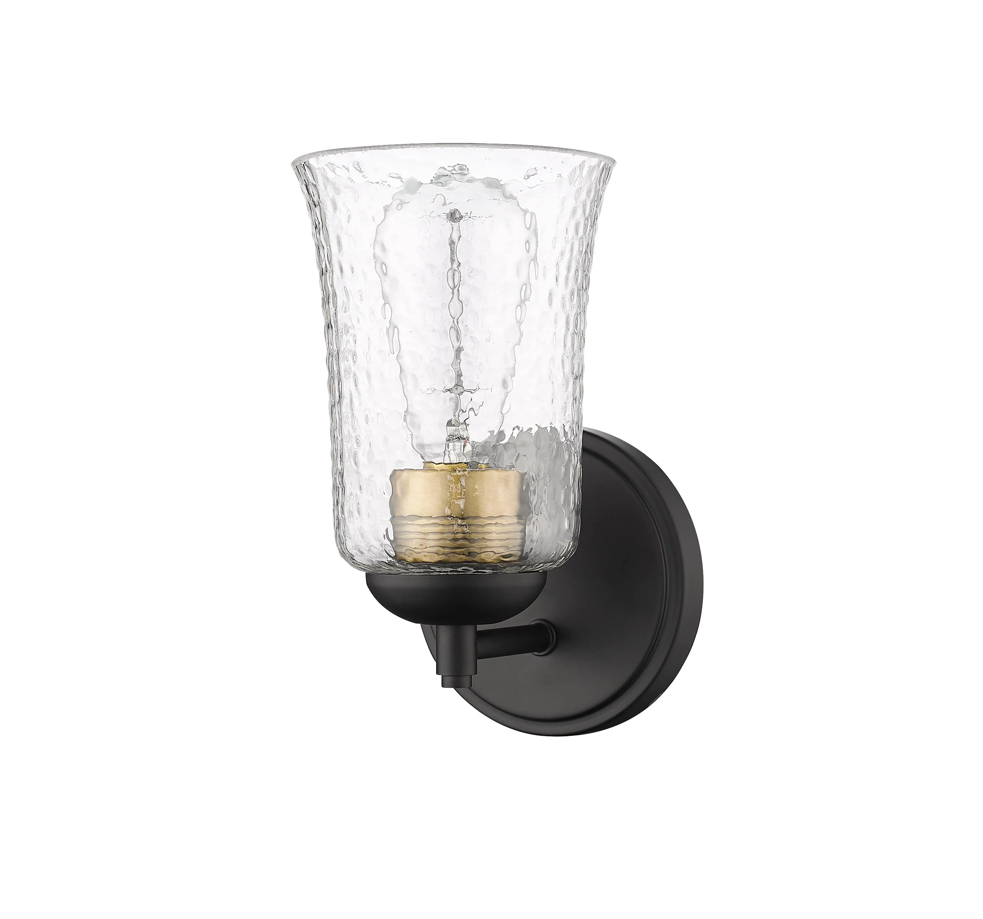 Abilene Wall Sconce - Matte Black - Clear Chiseled Glass - 6in. Extension - E26 Medium Base