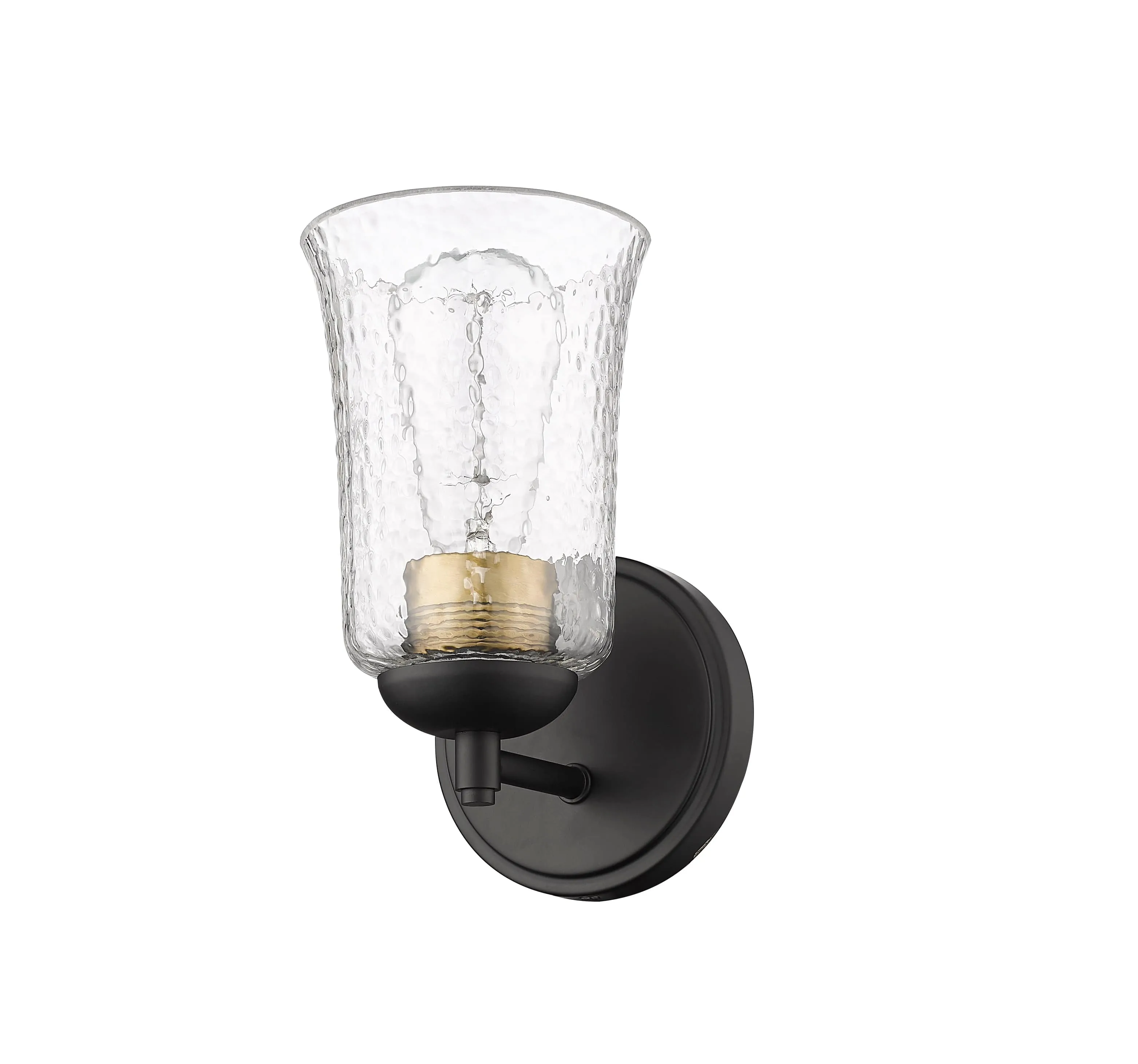 Abilene Wall Sconce - Matte Black - Clear Chiseled Glass - 6in. Extension - E26 Medium Base