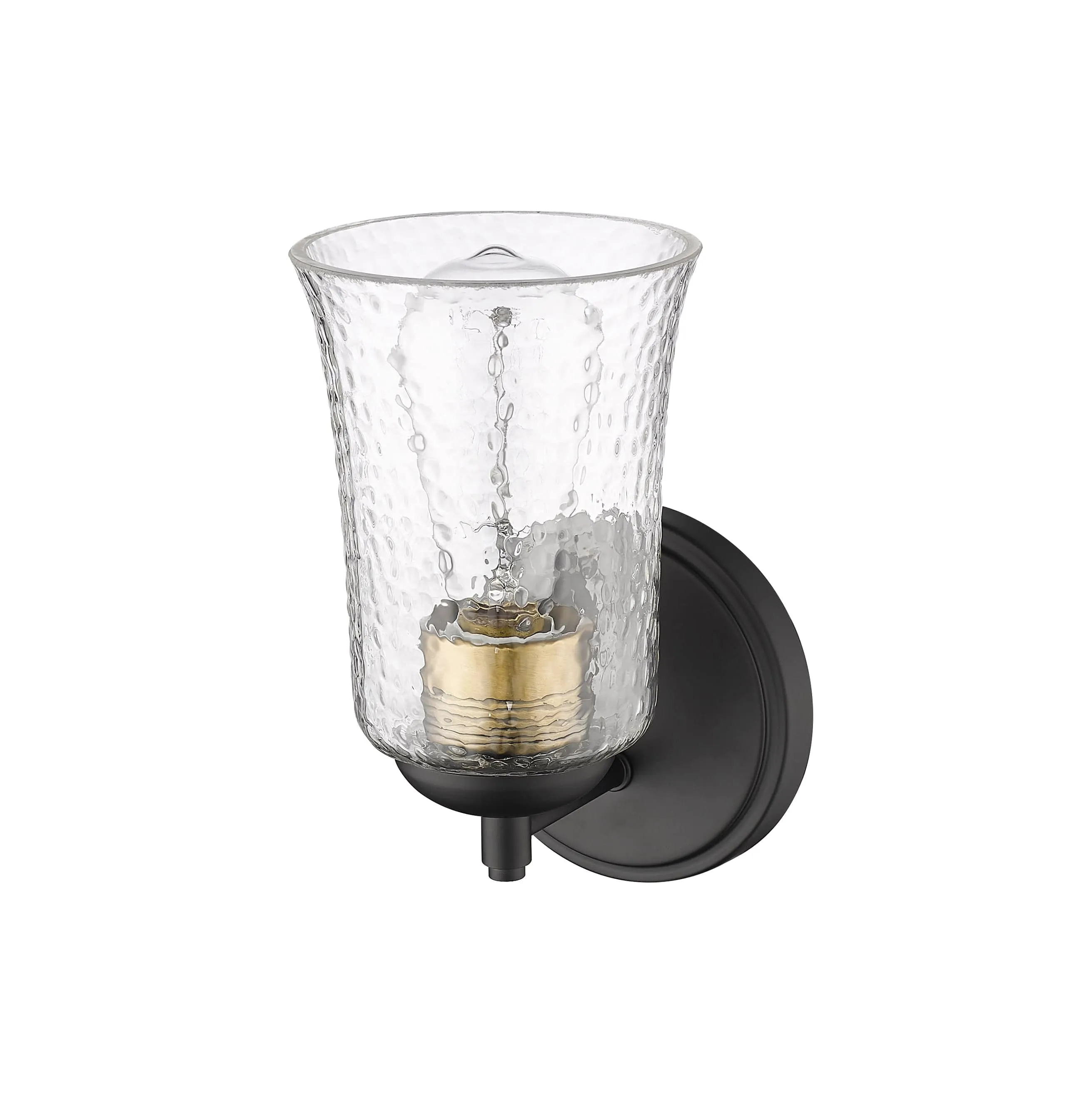 Abilene Wall Sconce - Matte Black - Clear Chiseled Glass - 6in. Extension - E26 Medium Base
