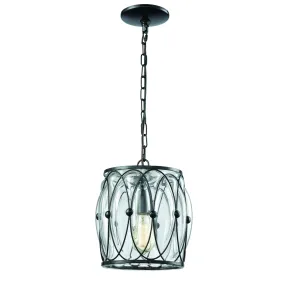 Adriano 1-Light Mini Pendant in Gloss Black with Clear Blown Glass