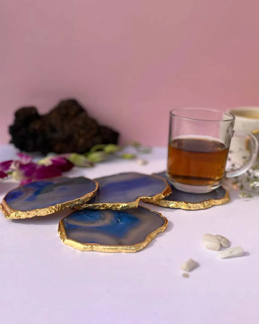 Aesthetic Brazilian Agate Stone Coasters | Multiple Colors | Set Of 4 | 4 inches