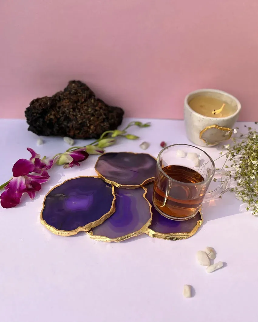 Aesthetic Brazilian Agate Stone Coasters | Multiple Colors | Set Of 4 | 4 inches
