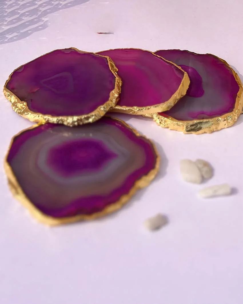Aesthetic Brazilian Agate Stone Coasters | Multiple Colors | Set Of 4 | 4 inches