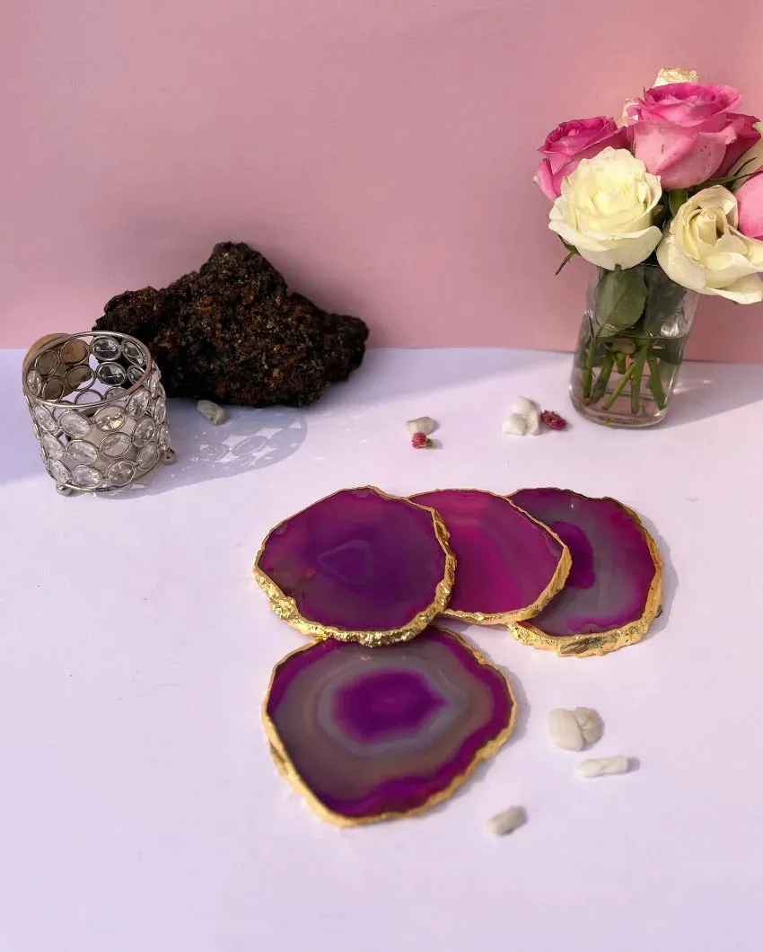Aesthetic Brazilian Agate Stone Coasters | Multiple Colors | Set Of 4 | 4 inches
