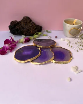 Aesthetic Brazilian Agate Stone Coasters | Multiple Colors | Set Of 4 | 4 inches
