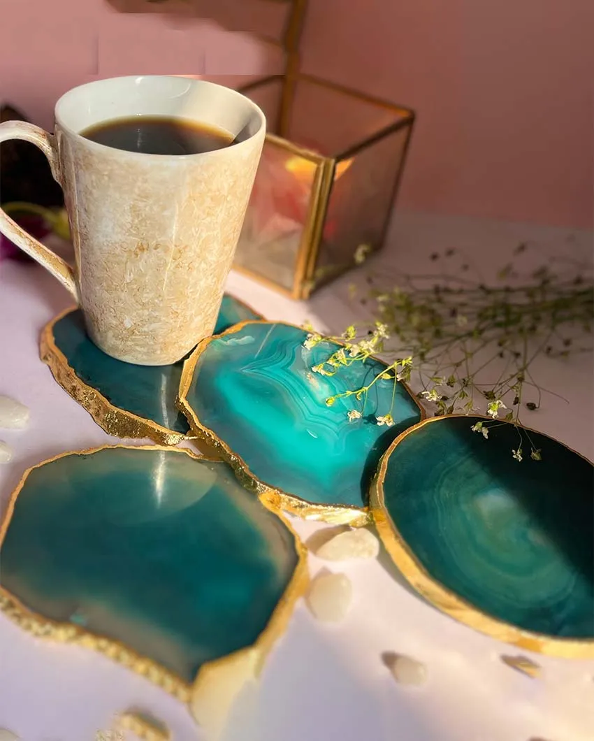 Aesthetic Brazilian Agate Stone Coasters | Multiple Colors | Set Of 4 | 4 inches