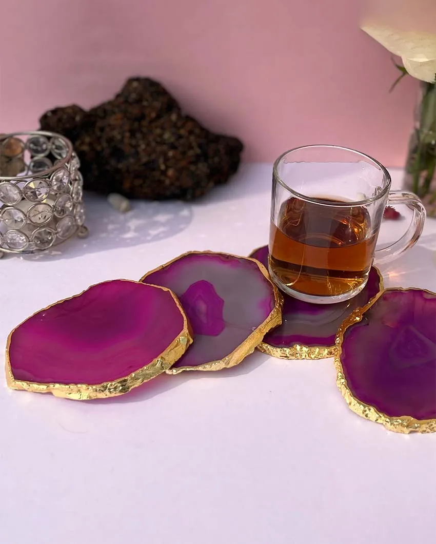 Aesthetic Brazilian Agate Stone Coasters | Multiple Colors | Set Of 4 | 4 inches