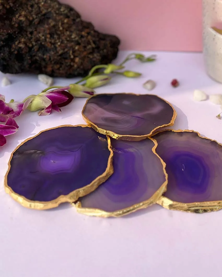 Aesthetic Brazilian Agate Stone Coasters | Multiple Colors | Set Of 4 | 4 inches