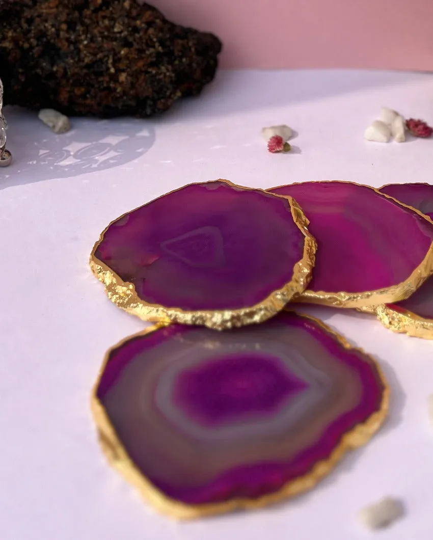 Aesthetic Brazilian Agate Stone Coasters | Multiple Colors | Set Of 4 | 4 inches