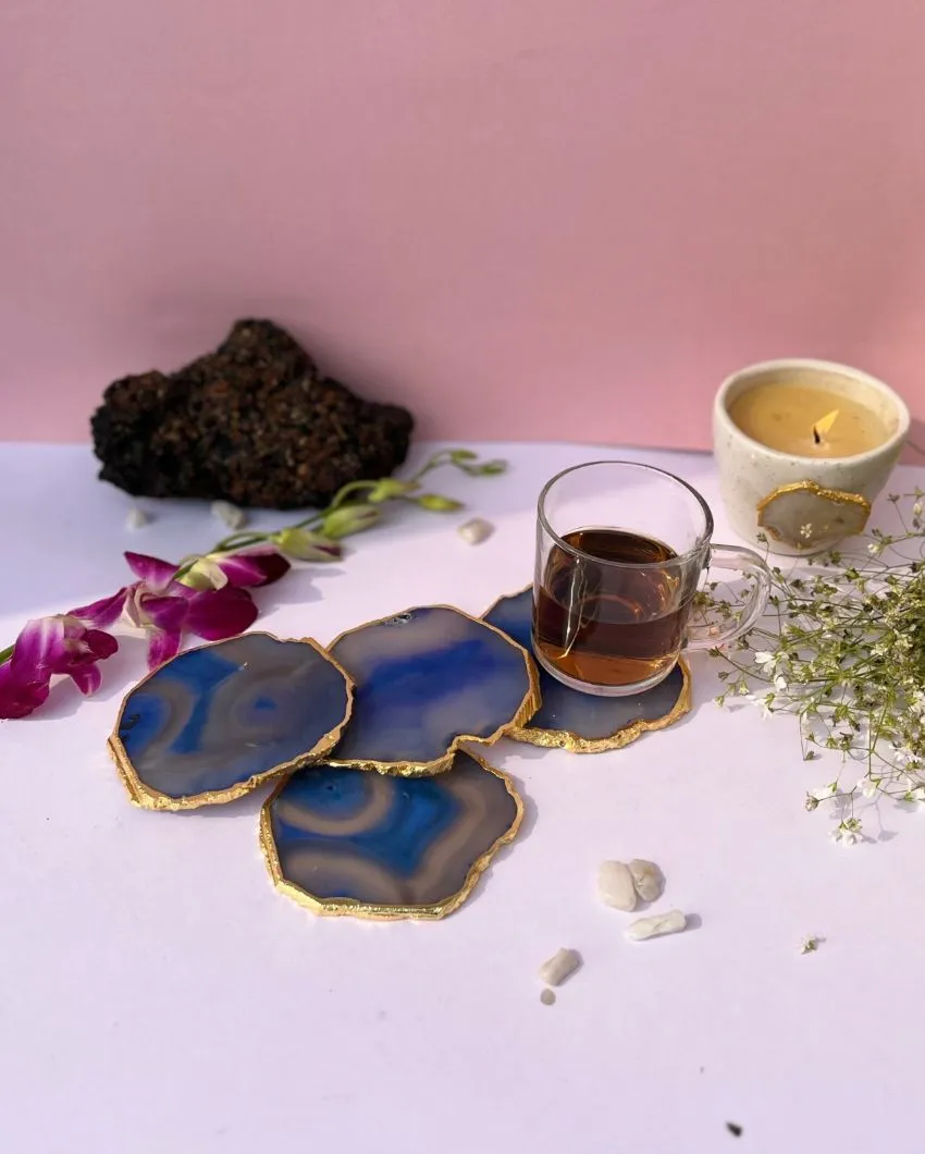 Aesthetic Brazilian Agate Stone Coasters | Multiple Colors | Set Of 4 | 4 inches