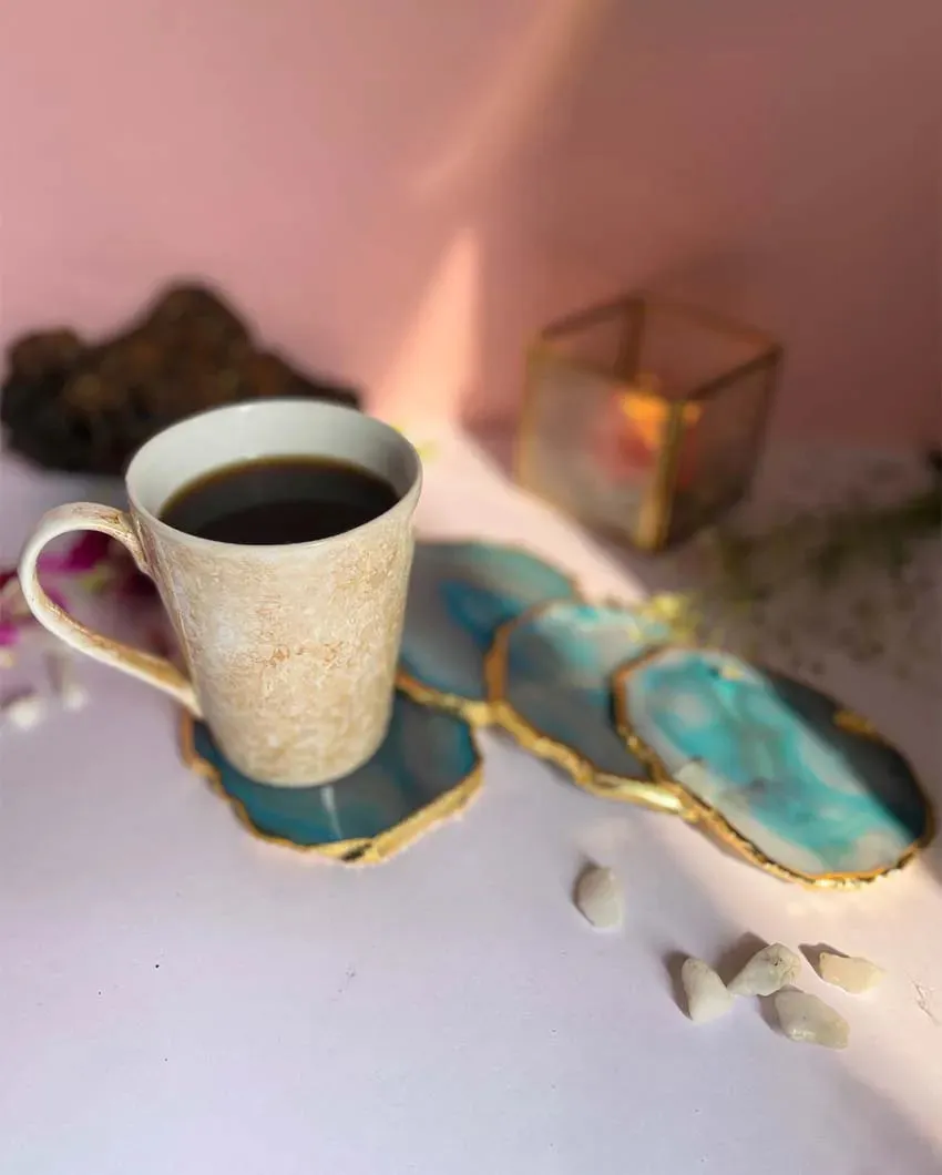 Aesthetic Brazilian Agate Stone Coasters | Multiple Colors | Set Of 4 | 4 inches