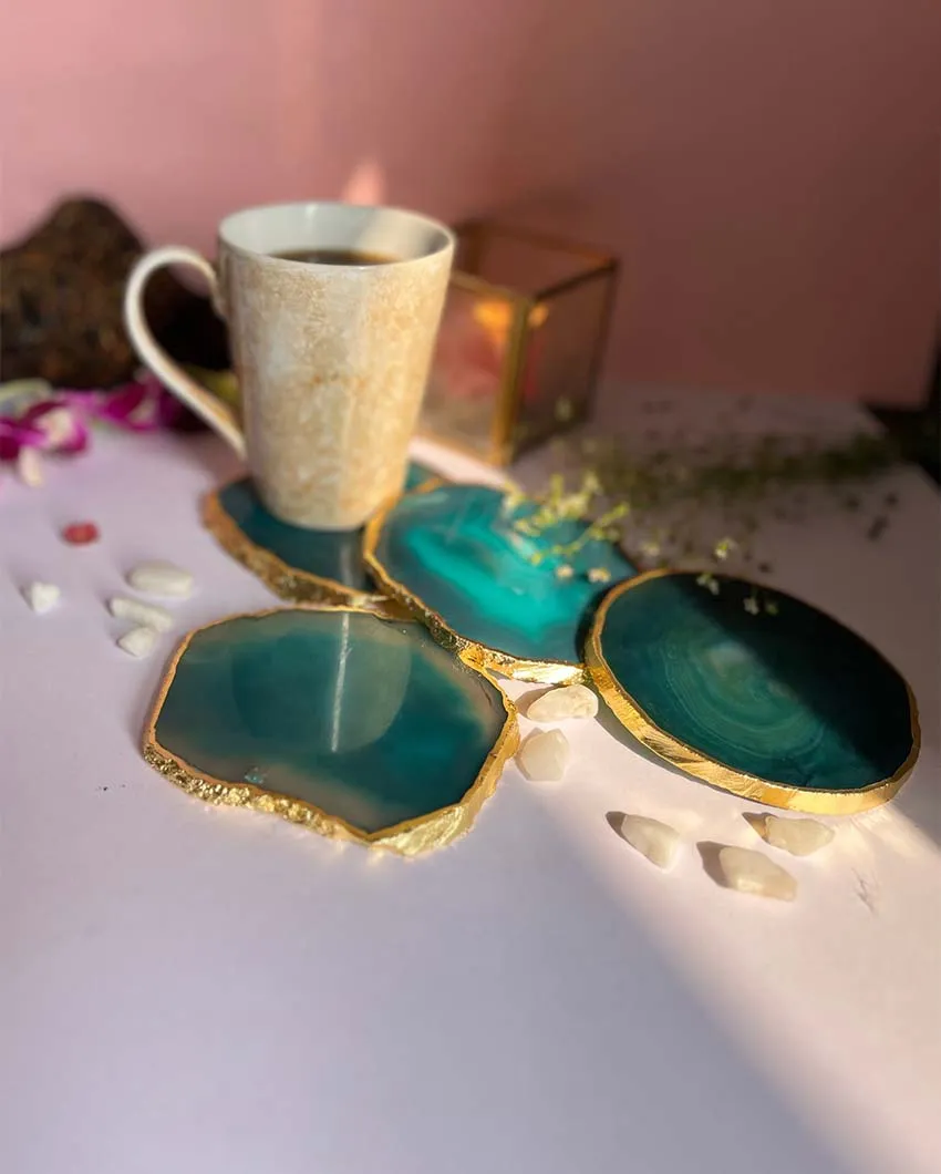 Aesthetic Brazilian Agate Stone Coasters | Multiple Colors | Set Of 4 | 4 inches