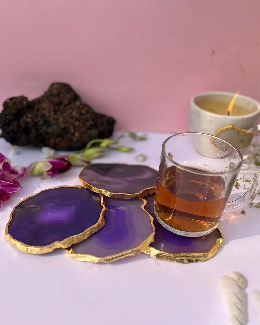 Aesthetic Brazilian Agate Stone Coasters | Multiple Colors | Set Of 4 | 4 inches