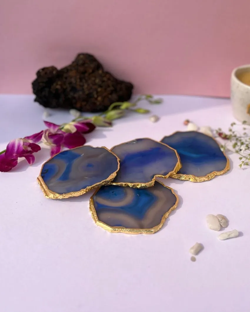 Aesthetic Brazilian Agate Stone Coasters | Multiple Colors | Set Of 4 | 4 inches