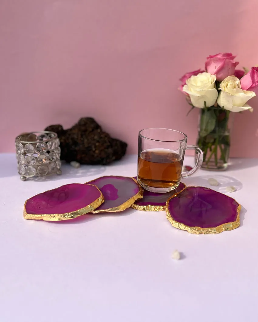 Aesthetic Brazilian Agate Stone Coasters | Multiple Colors | Set Of 4 | 4 inches