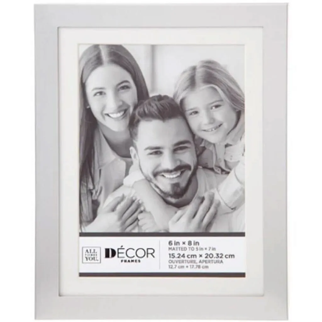 All Things You™ Simple Silver Picture Frame w/Matting: 6x8 to 5x7