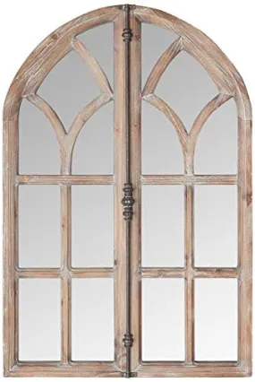 Amazon Brand - Stone & Beam Vintage Farmhouse Wooden Arched Multipanel Mantel Rectangular Mirror, Dark Stain, 24 inches x 1.25 inches