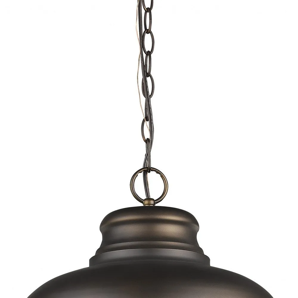 Ansen 1-Light Oil-Rubbed Bronze Pendant With Gloss White Interior Shade By Homeroots