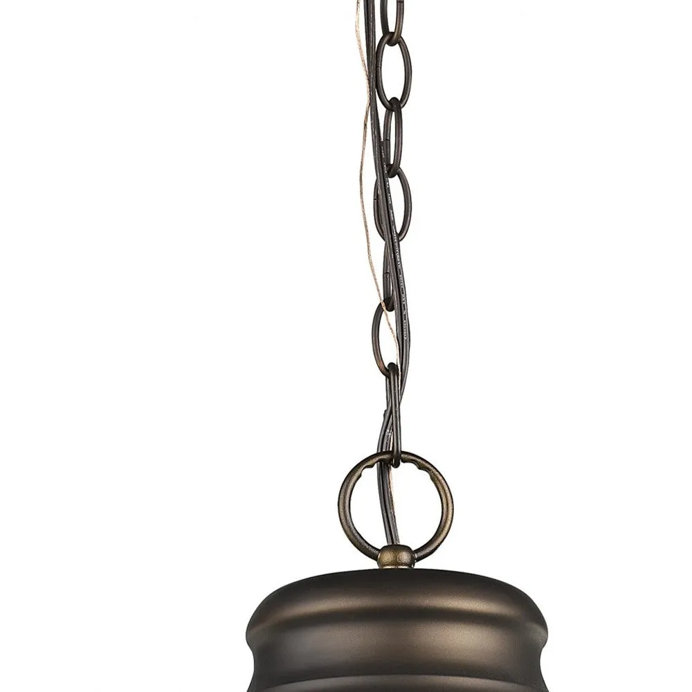 Ansen 1-Light Oil-Rubbed Bronze Pendant With Gloss White Interior Shade By Homeroots