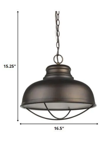 Ansen 1-Light Oil-Rubbed Bronze Pendant With Gloss White Interior Shade By Homeroots