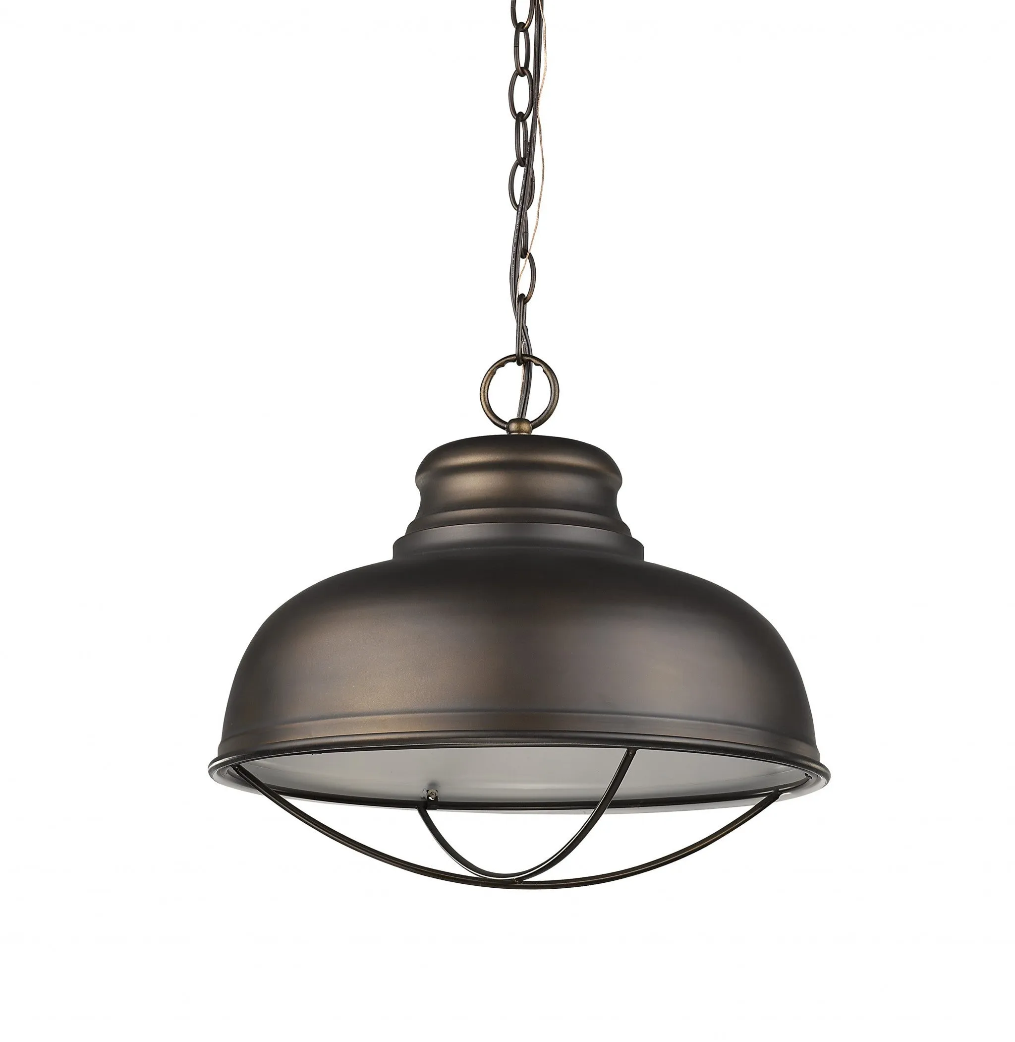 Ansen 1-Light Oil-Rubbed Bronze Pendant With Gloss White Interior Shade By Homeroots