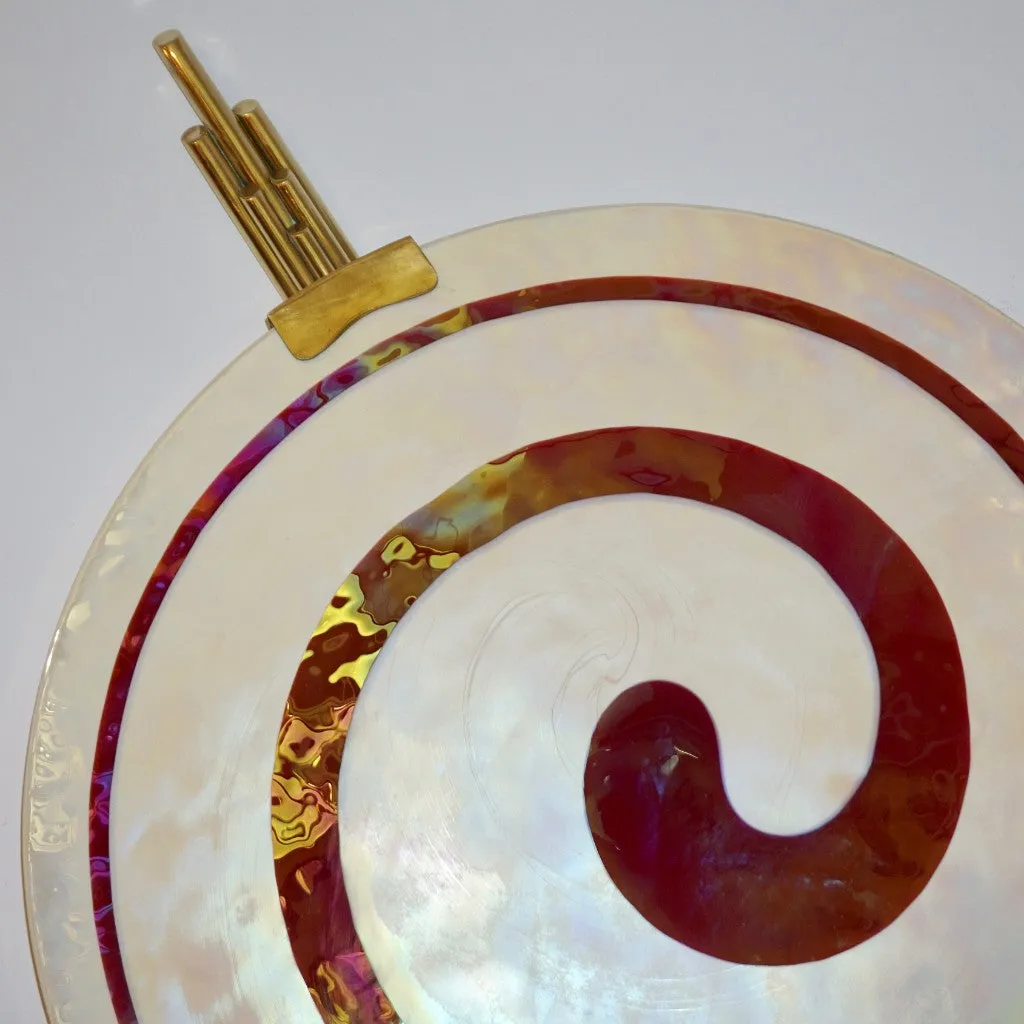 Art Deco Style Monumental Pair of Dark Red Ivory White Murano Glass Wall/Ceiling Lights
