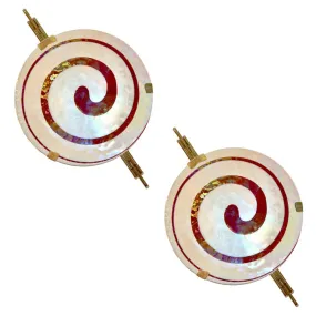 Art Deco Style Monumental Pair of Dark Red Ivory White Murano Glass Wall/Ceiling Lights